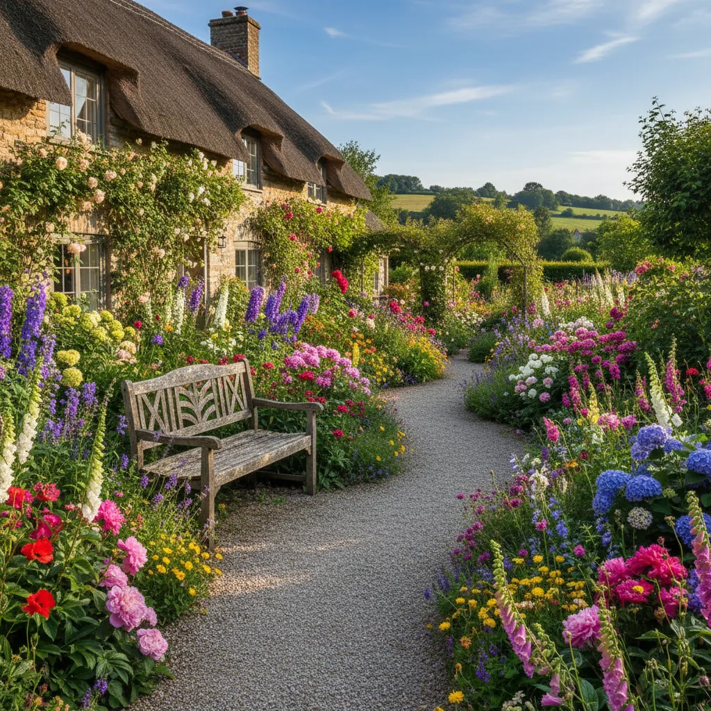 Romantische boerentuin met vaste planten
